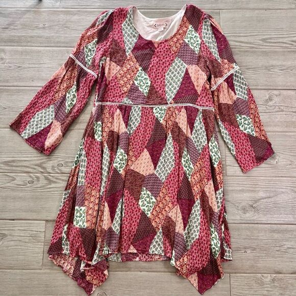 Nanette Lepore Womens Multicolor Patchwork‎ Long Sleeve Boho Dress Size 10 - Picture 1 of 8